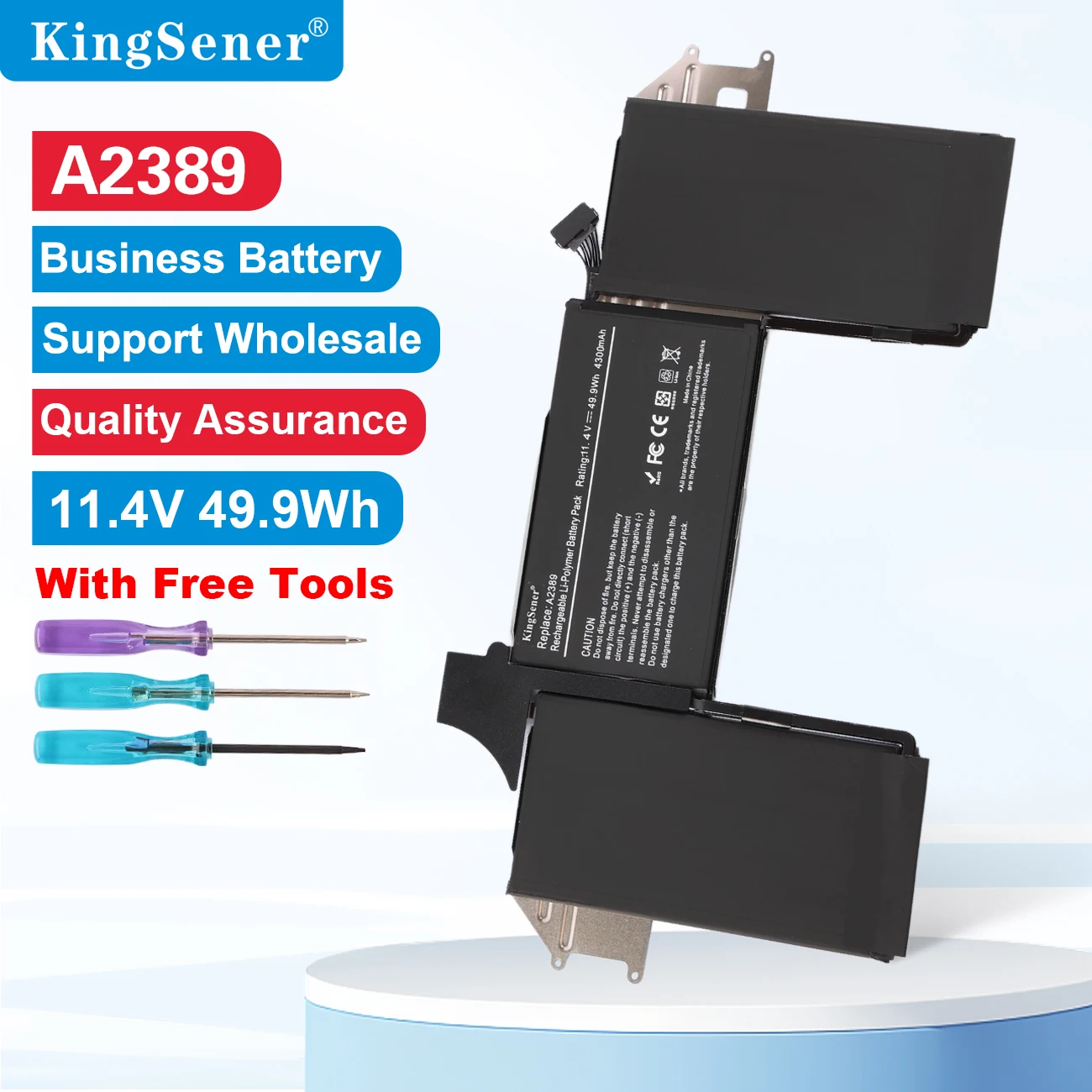 

KingSener A2389 Battery For Apple MacBook Air 13" Touch A2337 2020 2021 EMC3302 A2337 EMC3598 MGN63LL MGN73LL MWTJ2 49.9WH