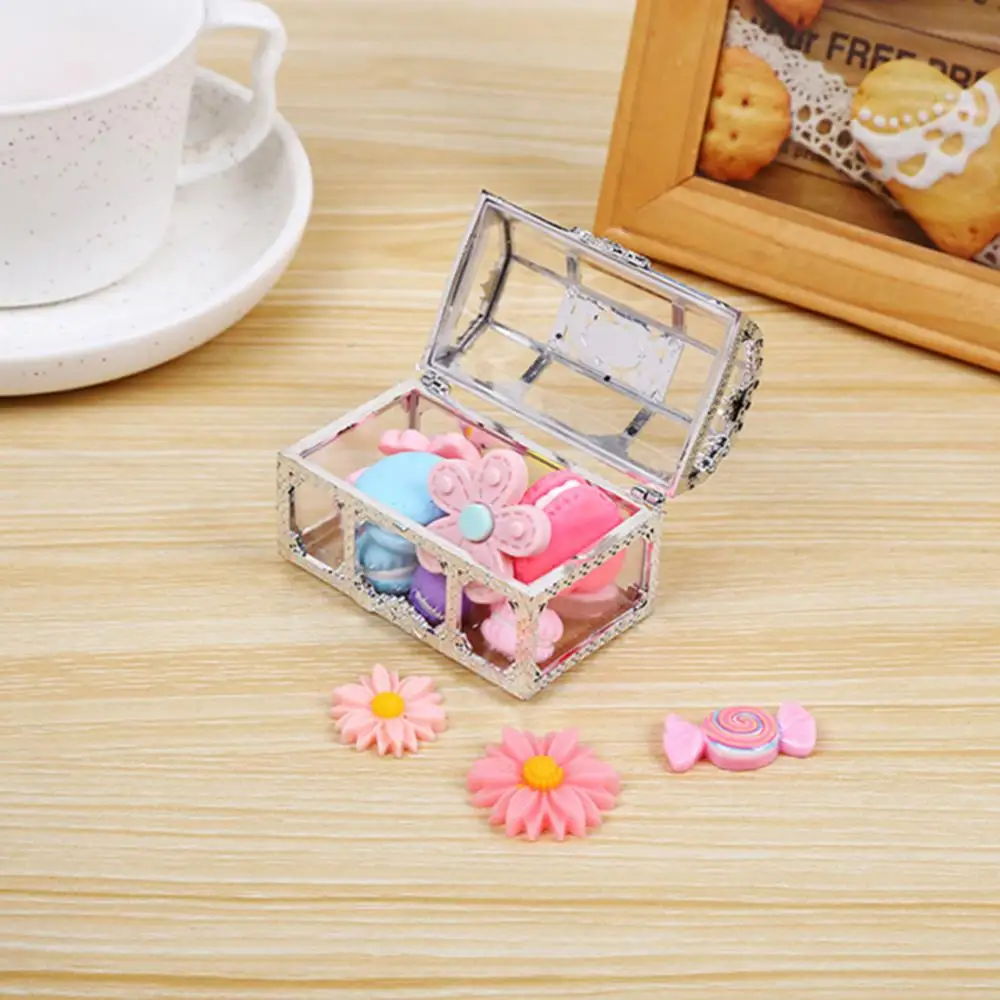 Vintage Transparent Storage Box Candy Trinket Jewelry Holder Organizer Container Wedding Birthday DIY Cake Baking Accessories