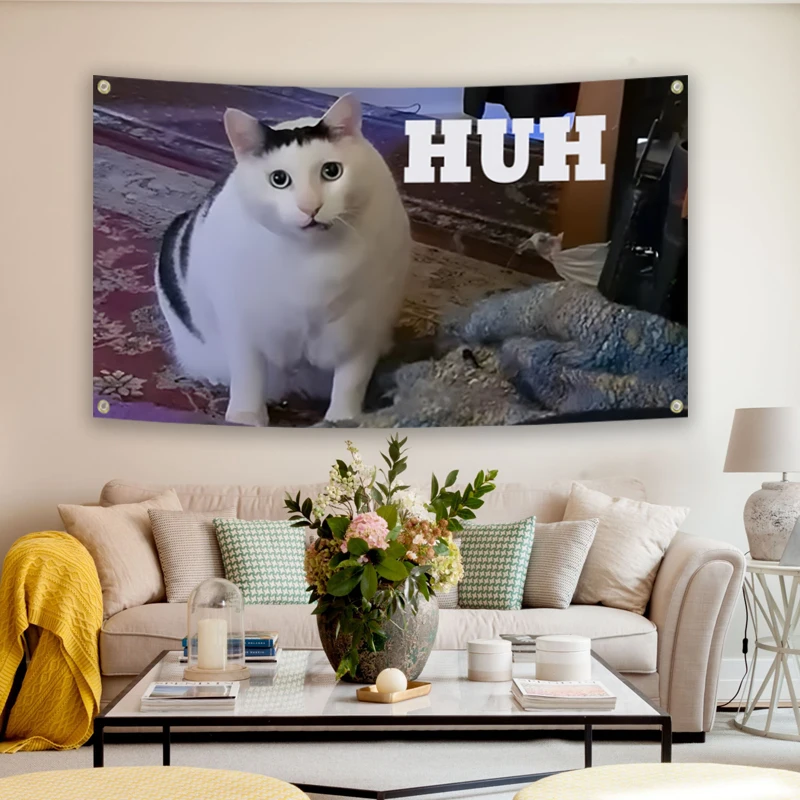 علم ديكور "هوه" كات ميمي، 3x5ft 2x3ft، نمط معاصر، علم للمنزل وديكور الأريكة، علم لطيف #3