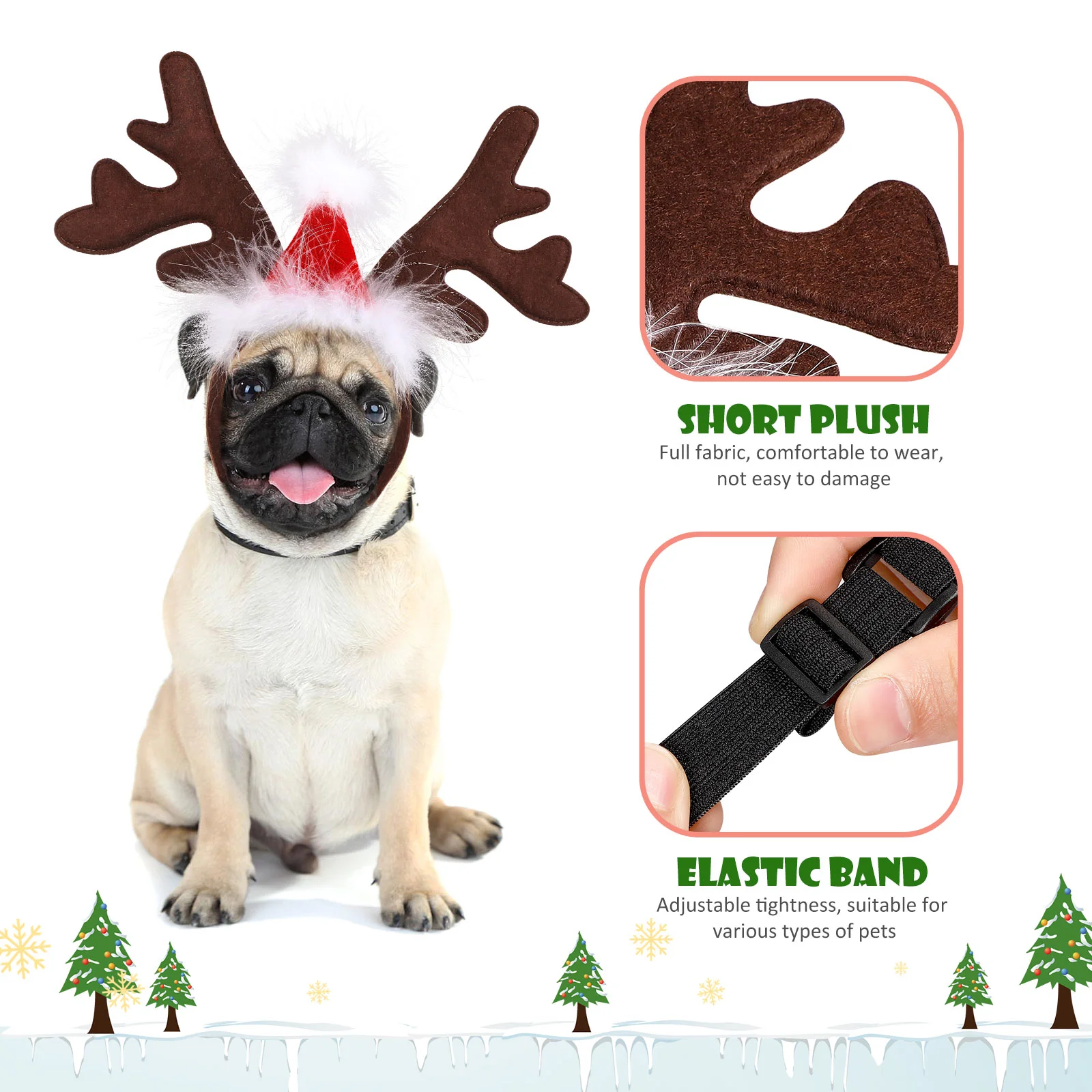 Topi anjing untuk hewan peliharaan anjing besar hiasan kepala Natal ikat kepala rusa besar Antlers pakaian ikat kepala