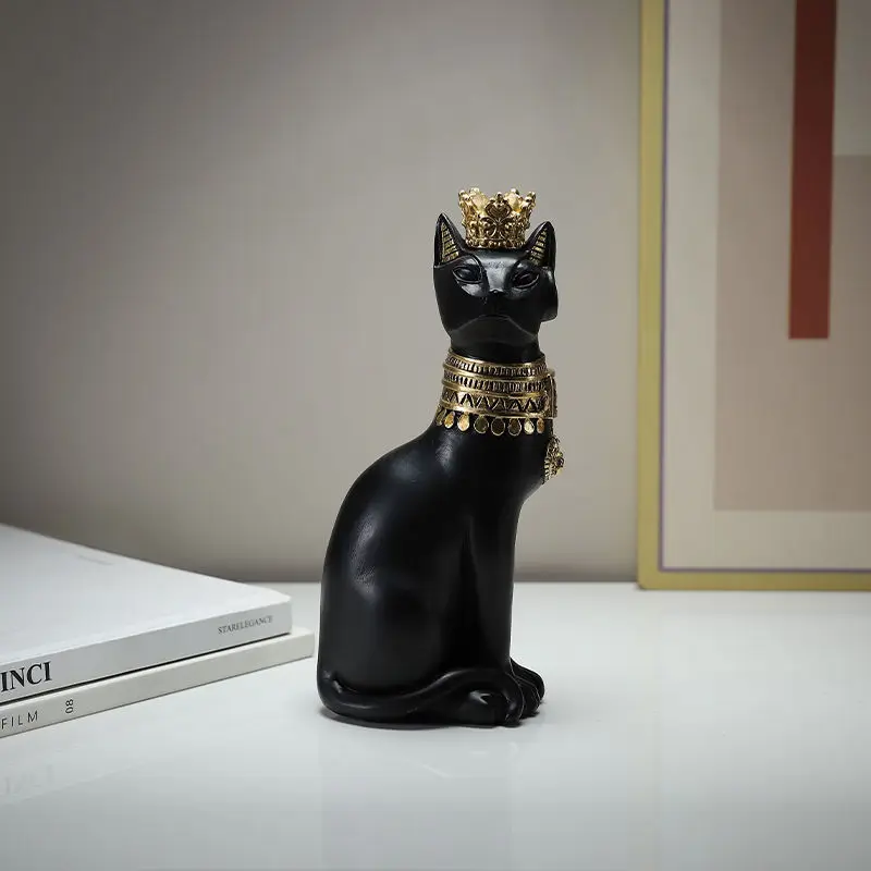 Modern Minimalist High-End Egyptian Cat Figurine Wealth-Attracting Craft Decor for Living Room