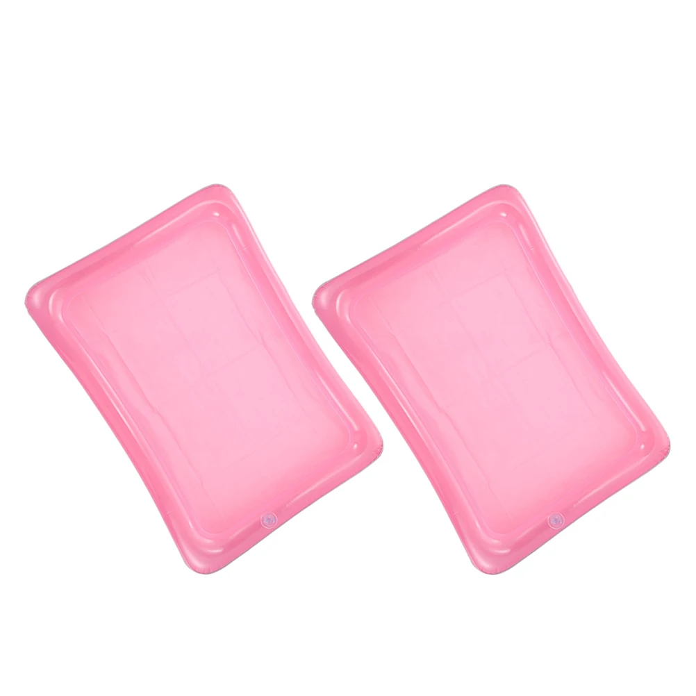 

2 Pcs Inflatable Storage Pad Pool Float Ice Serving Swimming Bar Floating Tray Pvc Trays for Party
