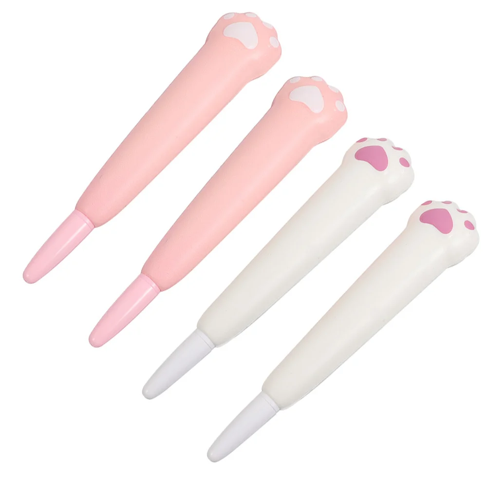 4Pcs Cartoon Decompression Pens Cat Paw Shape Stress Relief Squeeze Gel Ink Pens for Students School Writing School Gel Pen