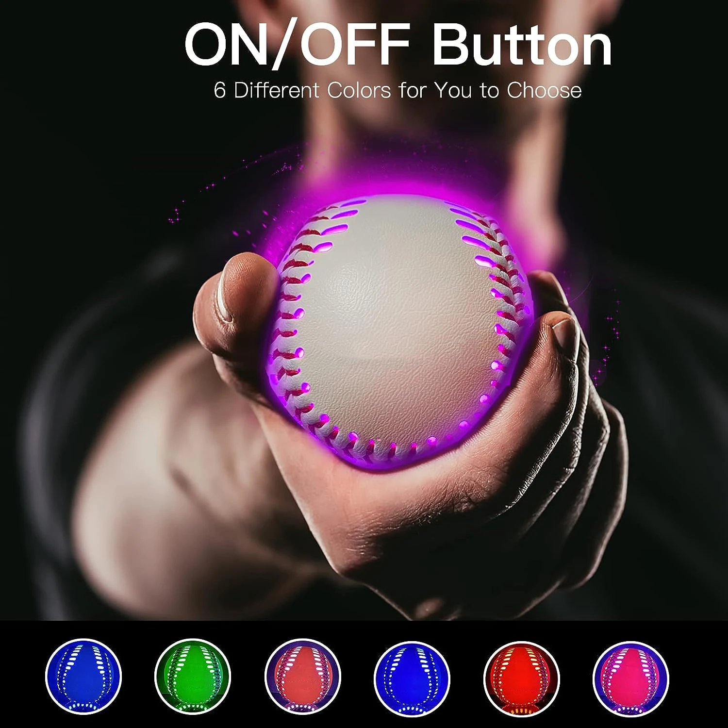 Béisbol de entrenamiento luminiscente que brilla en la oscuridad, ilumina con 6 colores cambiantes, regalo para niños