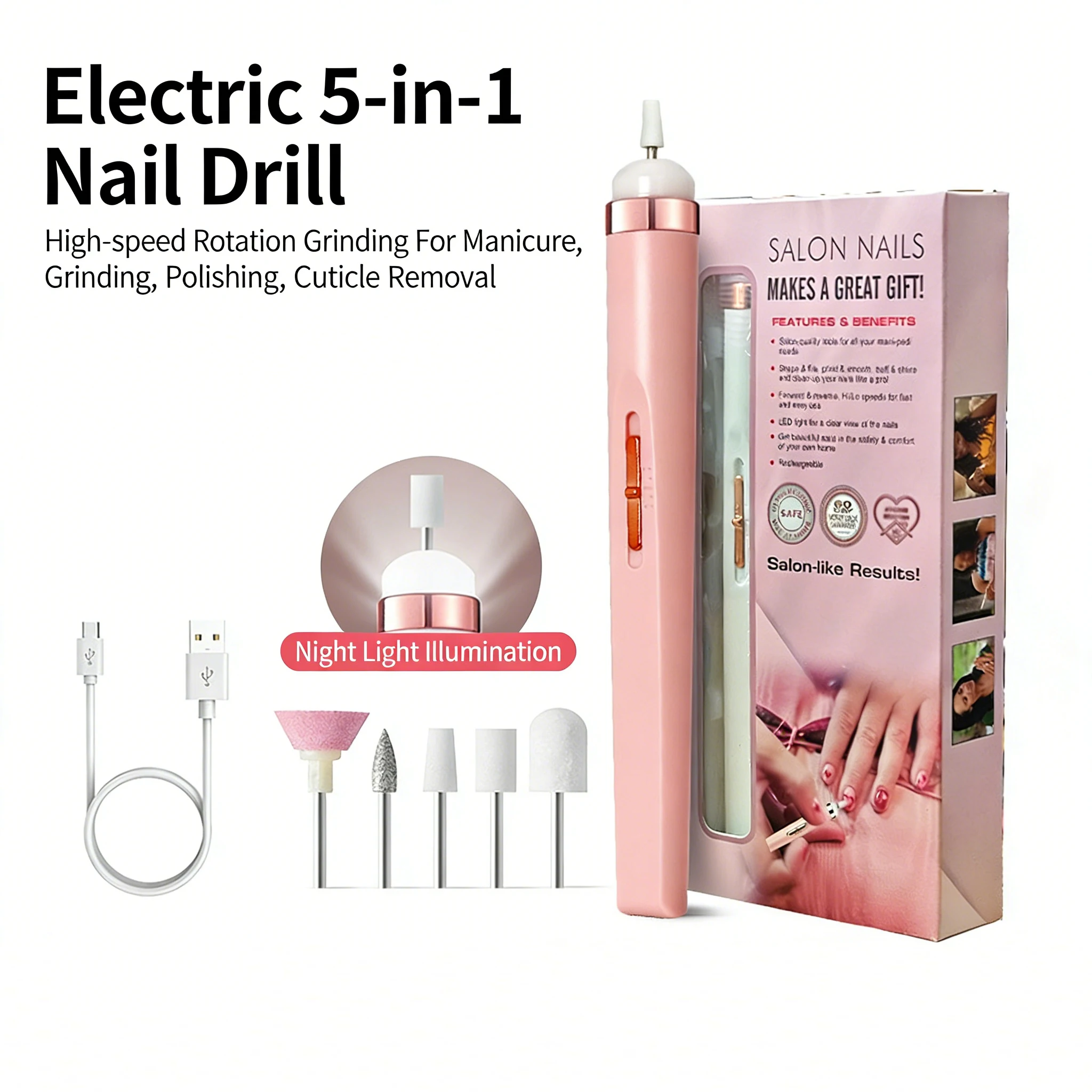 

Pink White Mini Electric Nail Grinding Machine Small Tool Nail Remover Nail Machine Portable Electric Nail Clipper Grinder Gift