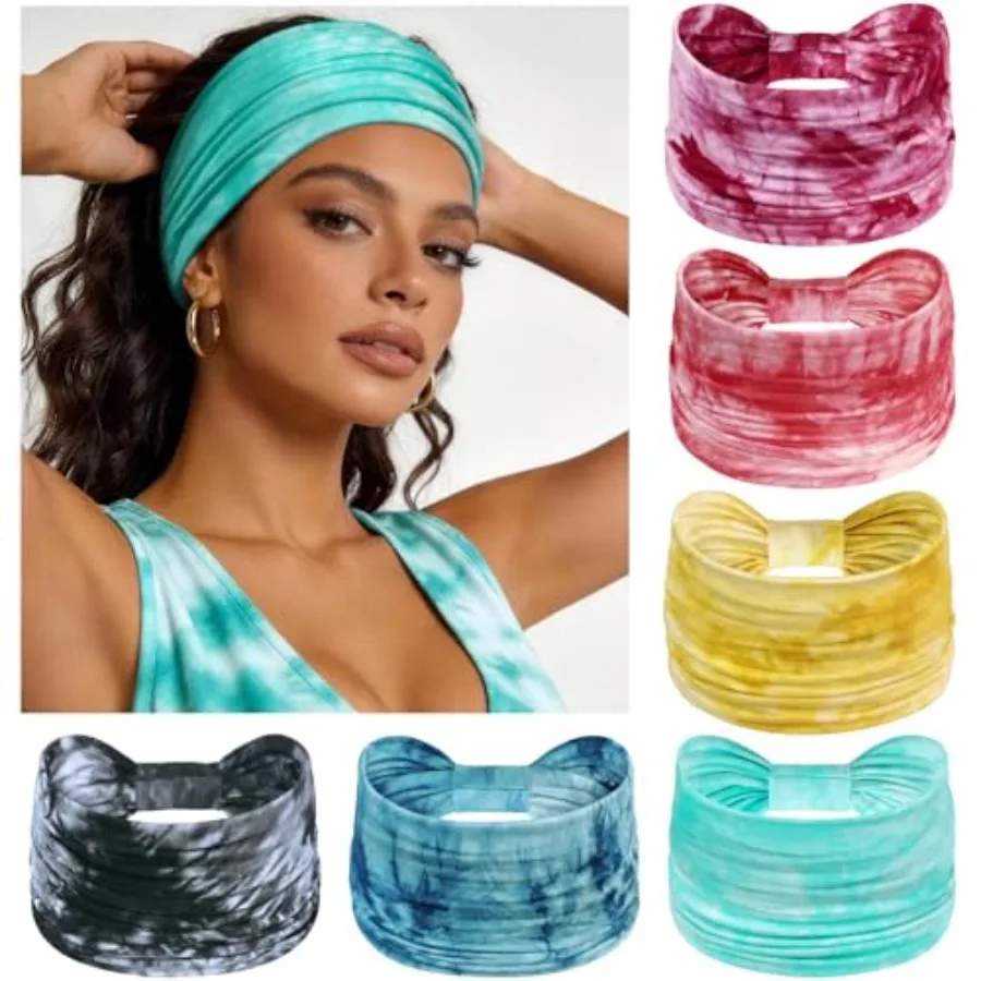 Wide Headbands for Women Knotted No Slip Head Bands Soft Turban Headband Hair Accessories Boho African Solid Color Head Wraps f