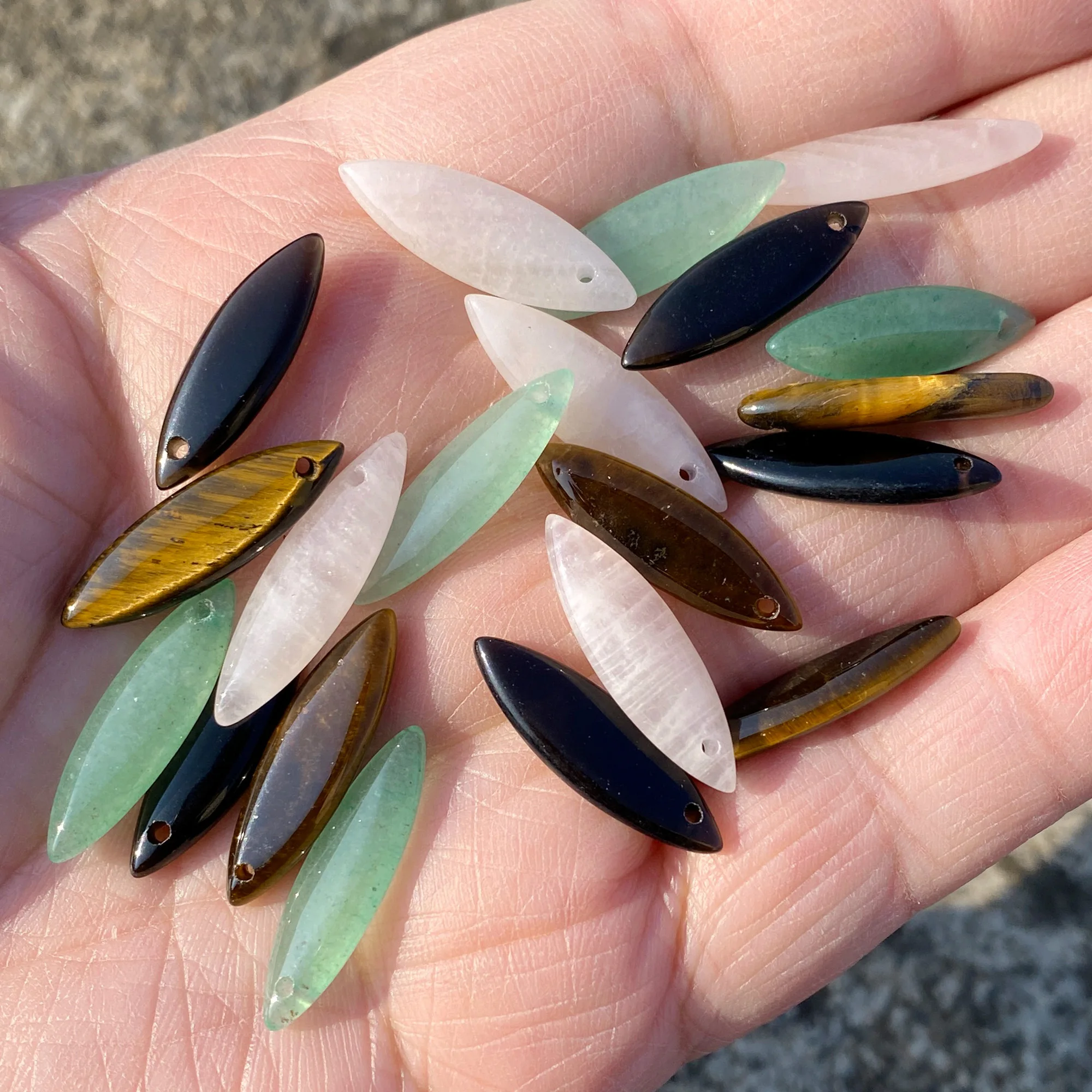 5PCS Natural Tiger Eye Stone Beads 8x25mm Water Drop Drilled Tiger Eye Quartz Beads Charm Pendant for Jewelry Making Accessries