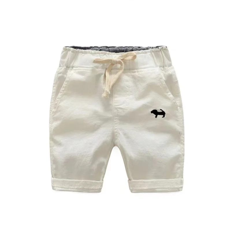 2024 Summer Boys Casual Shorts Children Cotton Elastic Waist Pants Toddler Kids Knee Length Pants Solid Color Baby Boys Clothes