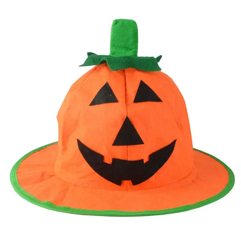 1pc Hot New Mardi Gras Christmas Non Woven Greens Smiley Emoji Pumpkin Witch Funny Bowler Hat Kids Role Play Party