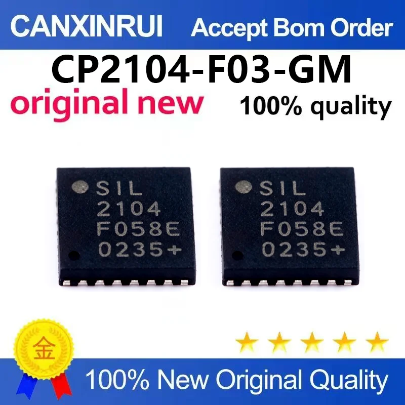（5pcs-100pcs)Original genuine CP2104-F03-GM packaged QFN24 USB to UART bridge controller SGL interface circuit chip