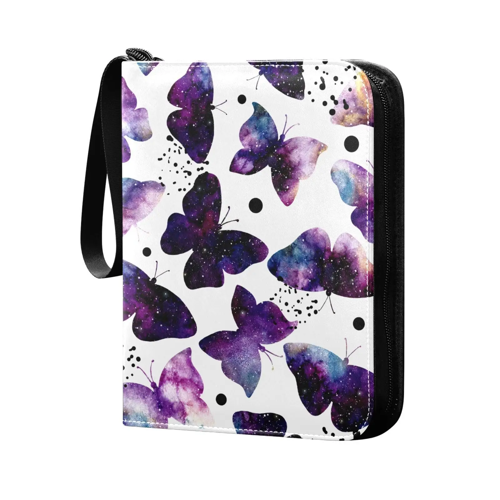 

Galaxy Butterflies 4 Pocket Card Binder, 400 Double Sided Pocket Album for Sport Game Cards, Unique Card Collection Storage