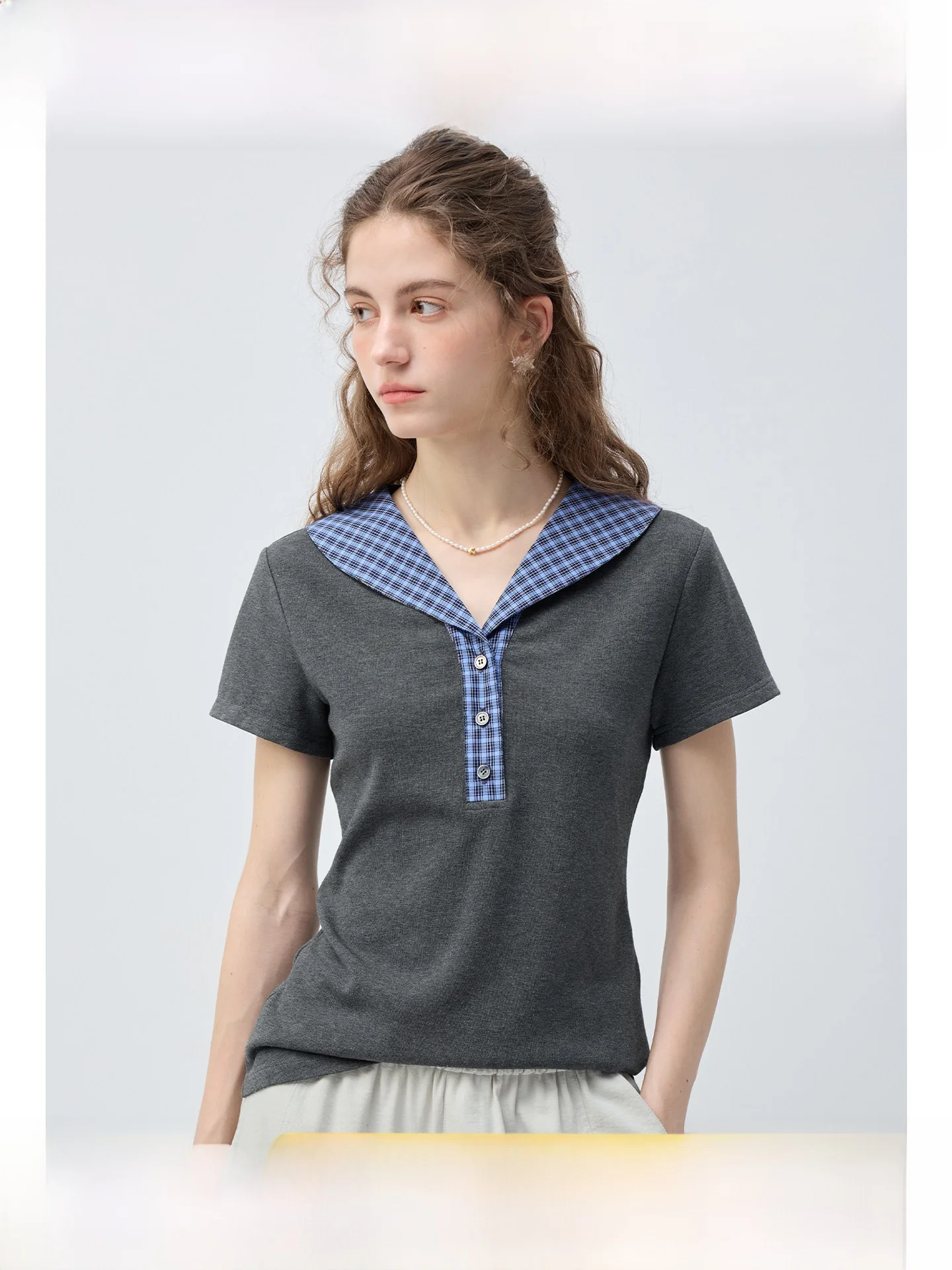 

Женская футболка больших размеров в клетку, приталенная, с коротким рукавом, стандартной ширины, весна-лето, модная, в стиле ретро, дышащая, топ