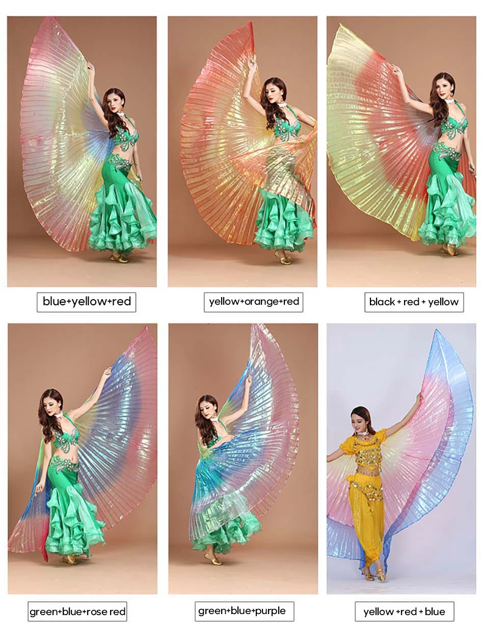 Belly Dance Acccessories Dance Wear Costume for Adult Gradient Mix Color Wings Wing for Stage Performance Multi Colors Optional