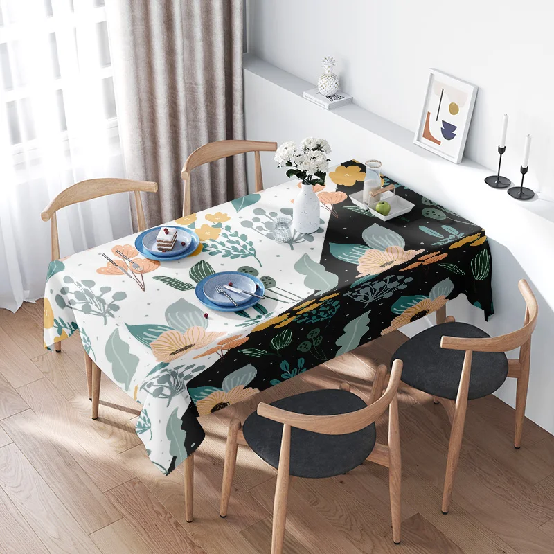

Modern Floral Printed Tablecloth Decorative Home Textiles Square Dining Room Decoration Cloth Kitchen Mat Blue / Green