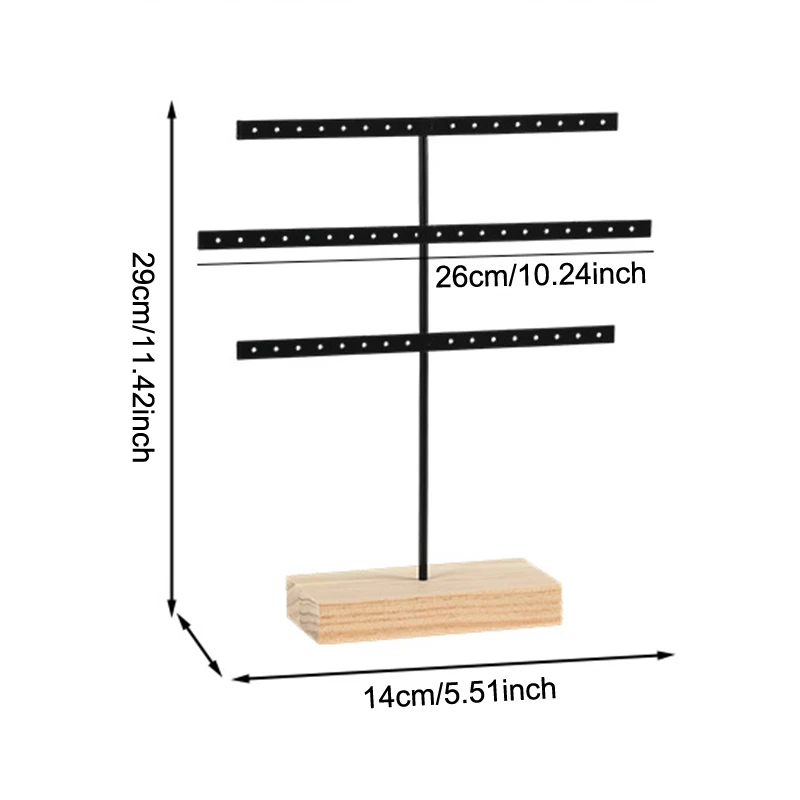 

Модная подставка для серег на 52 отверстия, держатель для хранения украшений: ожерелий, браслетов, браслетов на ногу, серег-гвоздиков, с деревянным основанием