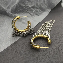 XIALUOKE European American Style Metal C-hoop Tassel Earrings For Women Personality Multiple Hoop Earrings Party Jewelry