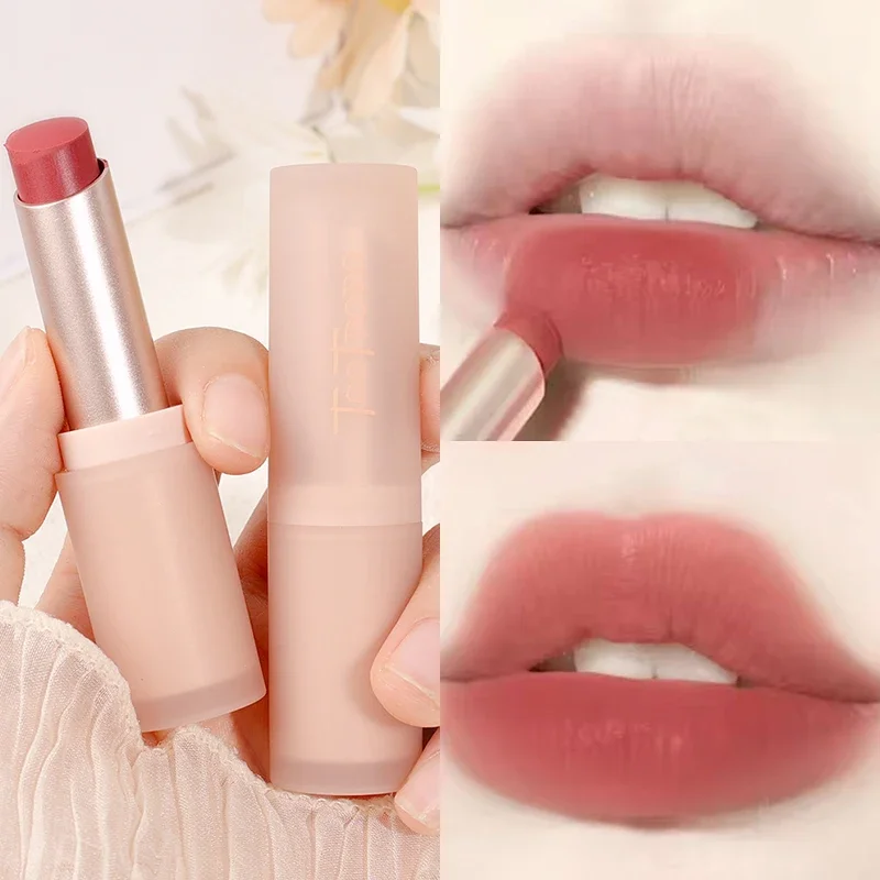 Lápiz labial mate de terciopelo, tazas antiadherentes de Color Natural, brillo de labios sólido, barras de labios hidratantes duraderas resistentes al agua, cosméticos