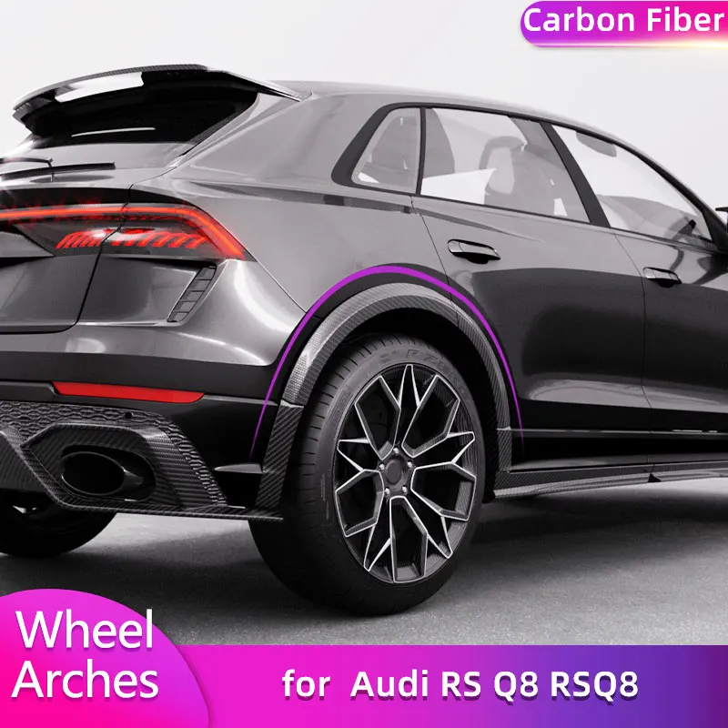 Carbon Fiber Wheel Arches Eyebrow for Audi RS Q8 RSQ8 2020-2023 Car Racing Wheel Fender Flares Eyebrow Body Kits 12pcs/Set