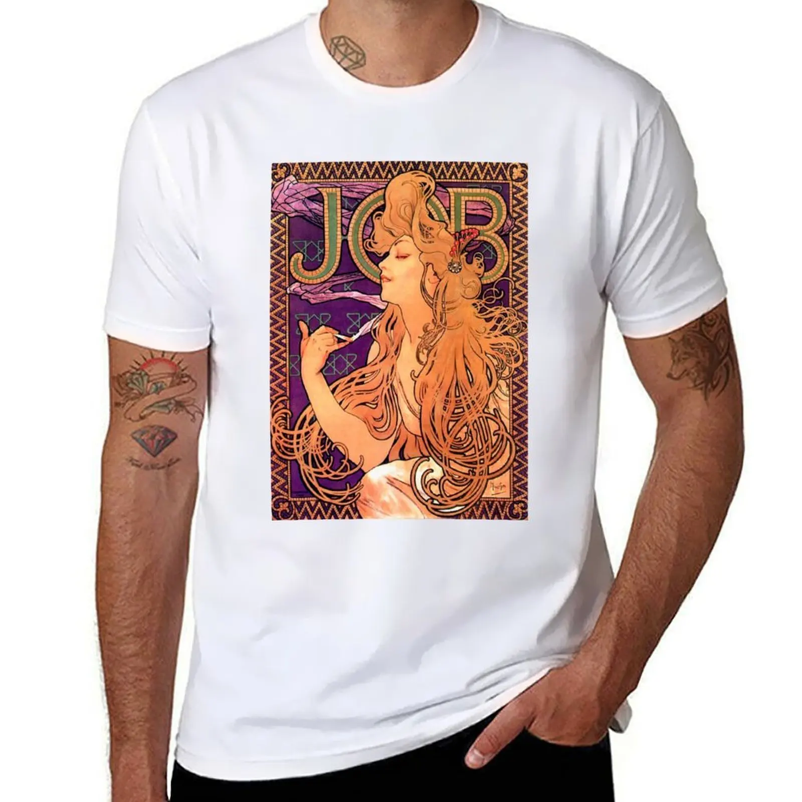 

Alphonse Mucha - Job Cigarettes T-Shirt t shirts with prints man t shirt graphic T-Shirt