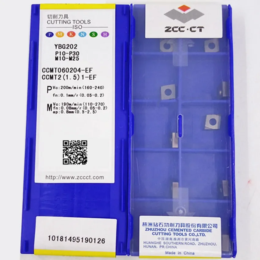 ZCC.CT CCMT060202-EF YBG202/CCMT060204-EF YBG202/CCMT060202-EF YBG205/CCMT060204-EF YBG205 CNC كربيد 10 قطعة/صندوق