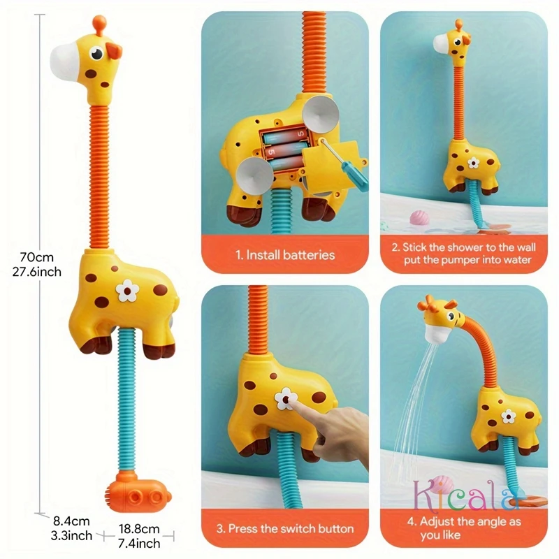 1pc Little Giraffe Electric Spray Water Squirt Sprinkler Perfect Suction Toys for Baby Bathtub Toys & Bath Toys