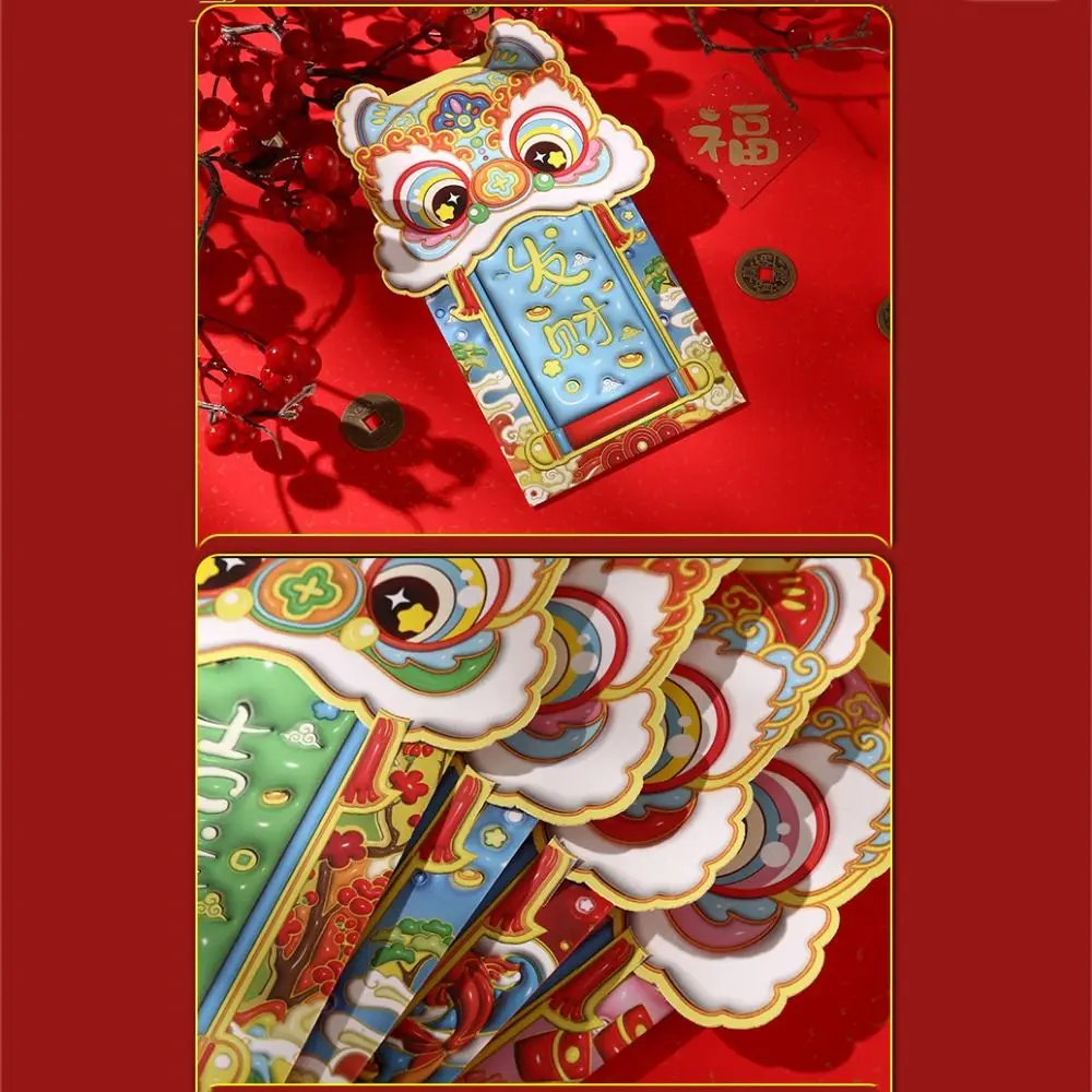 4pcs/set Cartoon Red Envelopes Besh Wishes Zodiac Snake Lucky Money Bag Chinese Style Blessing Hongbao Snake Year Red Packets