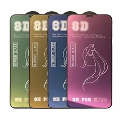 8D Mirror Screen Protector Glass for iPhone 16 12 13 14 15 Pro Max Pro Plus Mini XR X XS Max Tempered Glass for iPhone 8 7 Plus