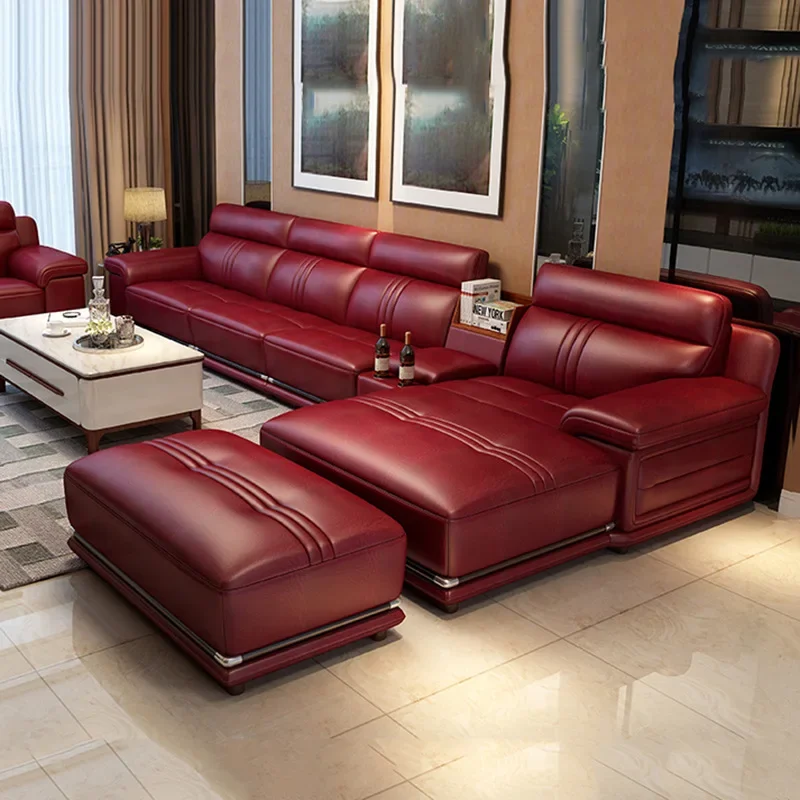 Modern sofa living room combination furniture import first layer cattle leather in thick leather sofa