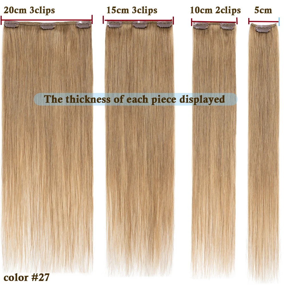 Rijke Keuzes Clip In Hair Extensions Human Hair 8Pcs Cadeau Voor Vrouwen Fijn Haar Vol Hoofd Zijdeachtig Steil Haar Clip In Extensions