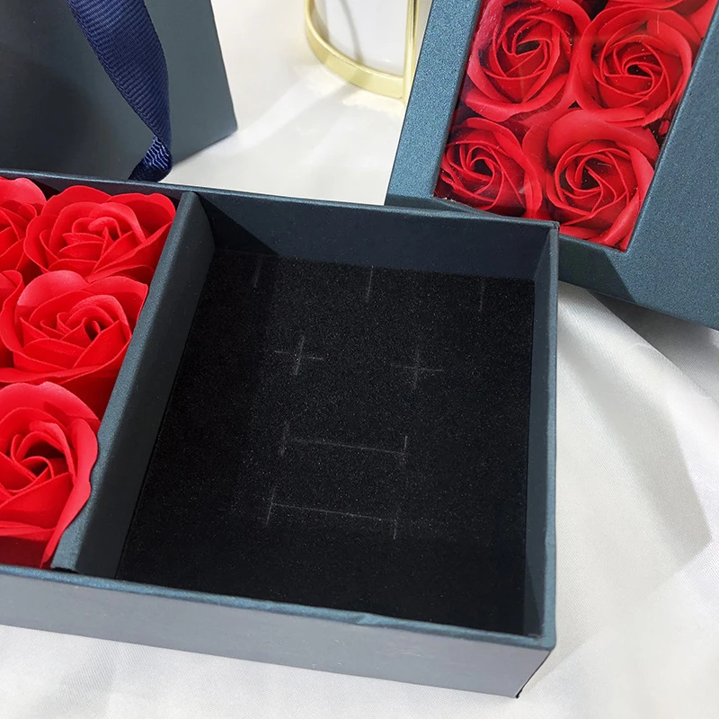 For Rings Earrings Pendants Necklaces Roses Window Jewelry Box Gift Organizer - I Love You Message Immortal Flower Design