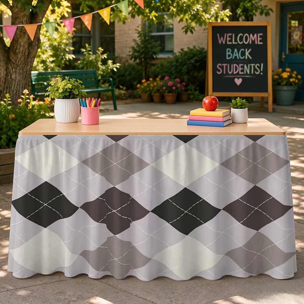 A classic grey checked tablecloth dress for events, kitchens and dining rooms