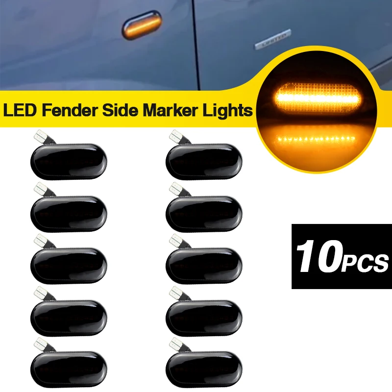 10PC Amber LED Side Marker Light Lamp For Nissan Interstar Bus X70 Pritsche/Fahrgestell 1999-2010 Primastar X83 Kasten 2001-2014