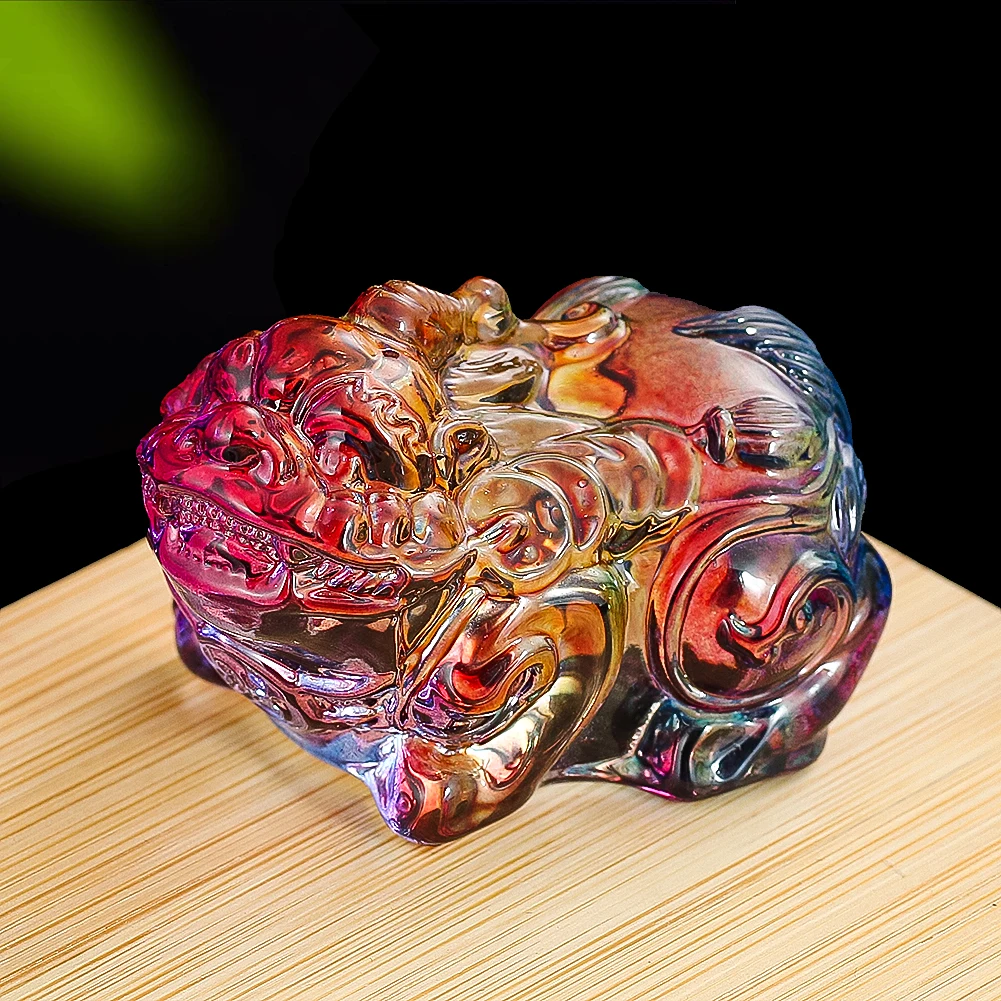 Mythical Wild Animal Figurine Crystal Glass Feng Shui Lucky Pixiu Statues Paperweight Brave Troops Miniatures Collectibles Decor