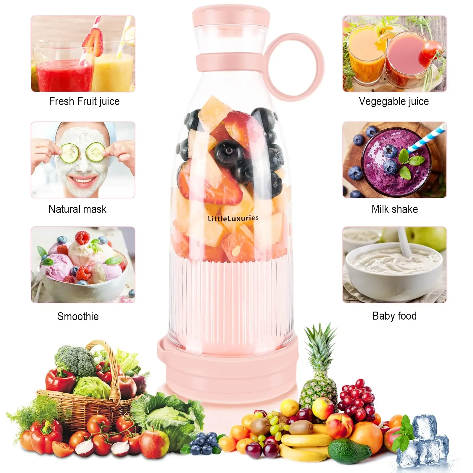 Rechargeable Blender Bottle Fresh Juicer Portable Blender Mixer Smoothie Blender Electric Orange Fruit Juice Extractor Machine