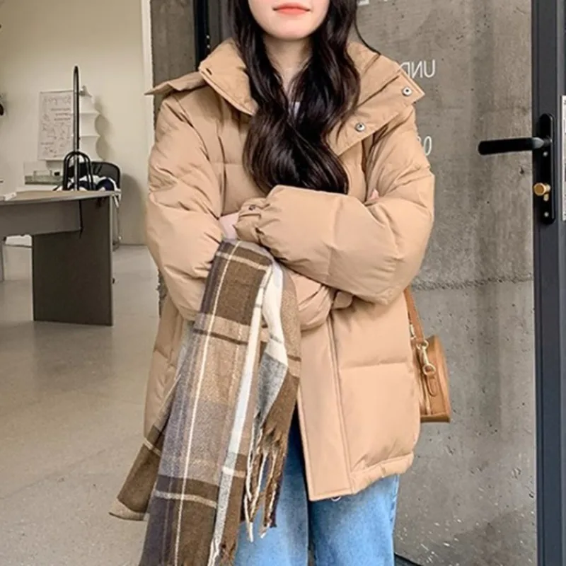 Vrouwen Koreaanse winter donskatoenen jas 2025, nieuwe meisjeskleding, dikke warme jas, modieuze temperament bovenkleding