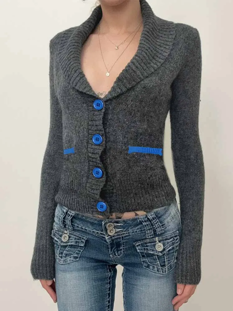 

NEW Women's Cardigan Sweater Casual V-neck Single Breasted Long Sleeve Knitted Jumper All Match Lady Sweaters Vintage Harajuku