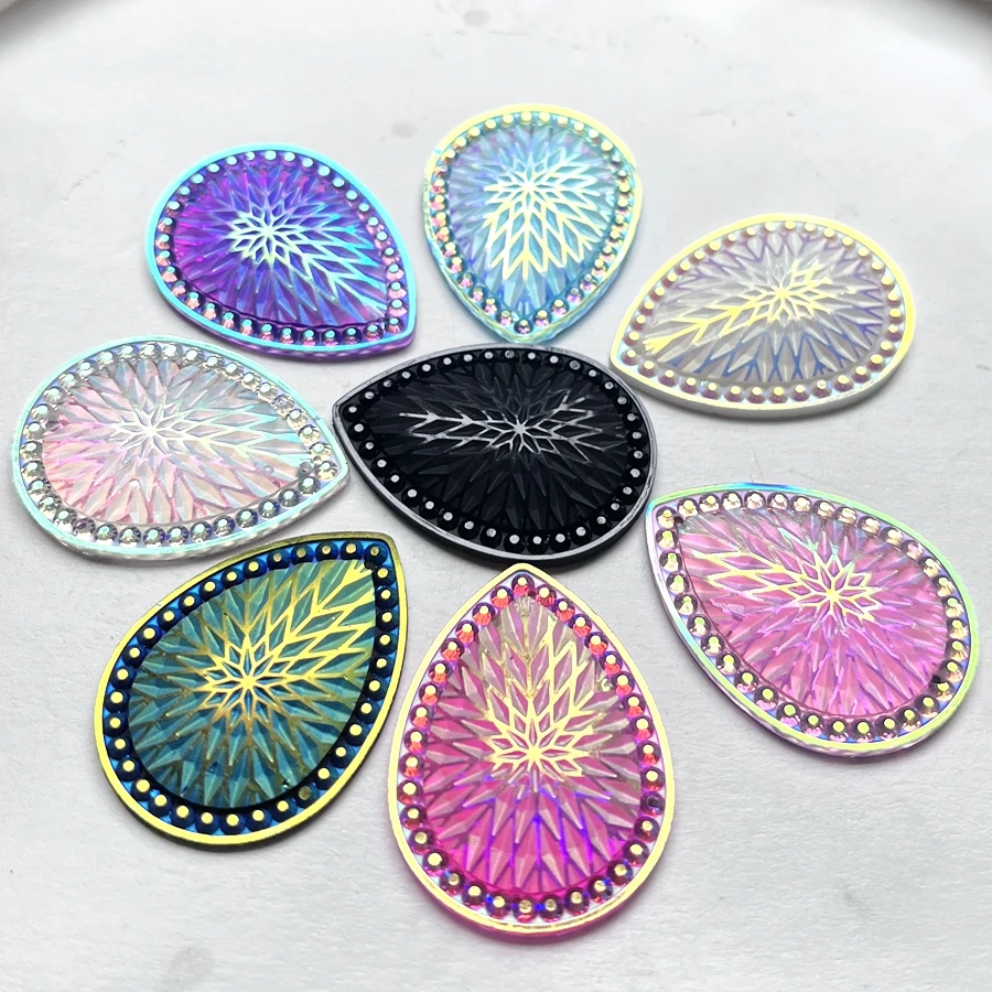 8pcs 30*40mm Teardrop Sew On Rhinestone Flat Back Resin Sewing On Crystals Rhinestones Two Holes Beads Stones DIY B19