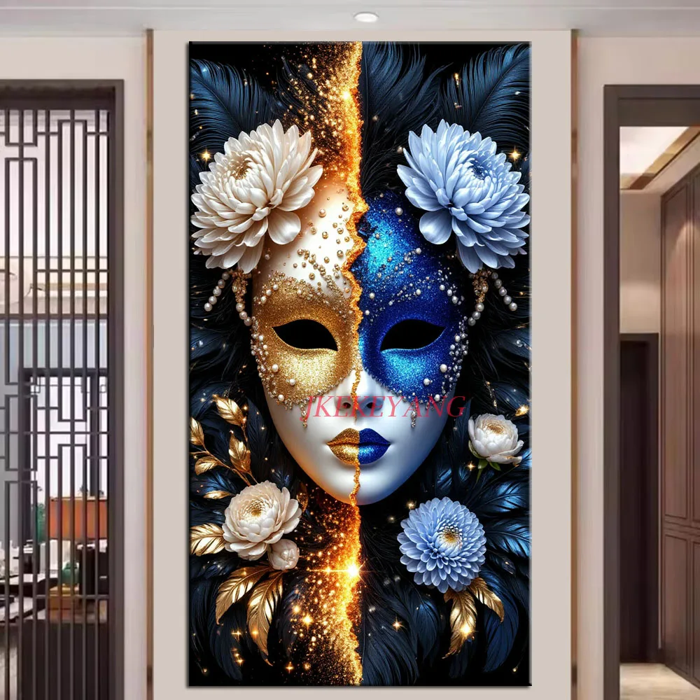 

Beautiful Mask and Flowers Picture DIY Diamond Painting Cross Stitch Full Drills Diamond Mosaic New Collection Home Decor