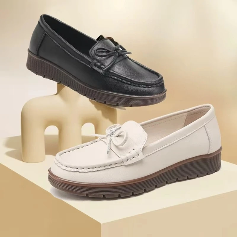 

Soft Bottom Comfortable Flat Shoes Non-slip Ladies Leather Work Shoe Women's Summer Footwear Loafers Ballet Flats Women