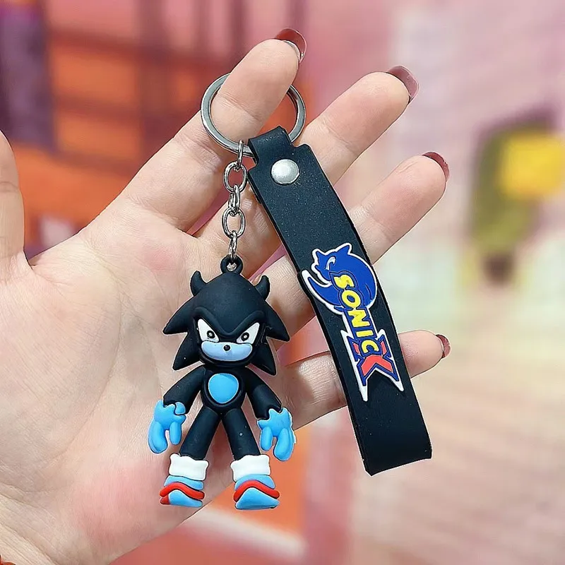 Sonics Keychains Key Rings Cartoon Anime PVC Bag Pendant Accessories Figure Model Dolls Kawaii Children Toys Kids Birthday Gifts