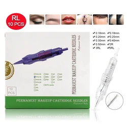 10pcs Biomaser Permanent Makeup Catridges Needle For Tattoo Rotary Pen Machine Kit Eyebrow Needle 1R,2R,3RL,5RL