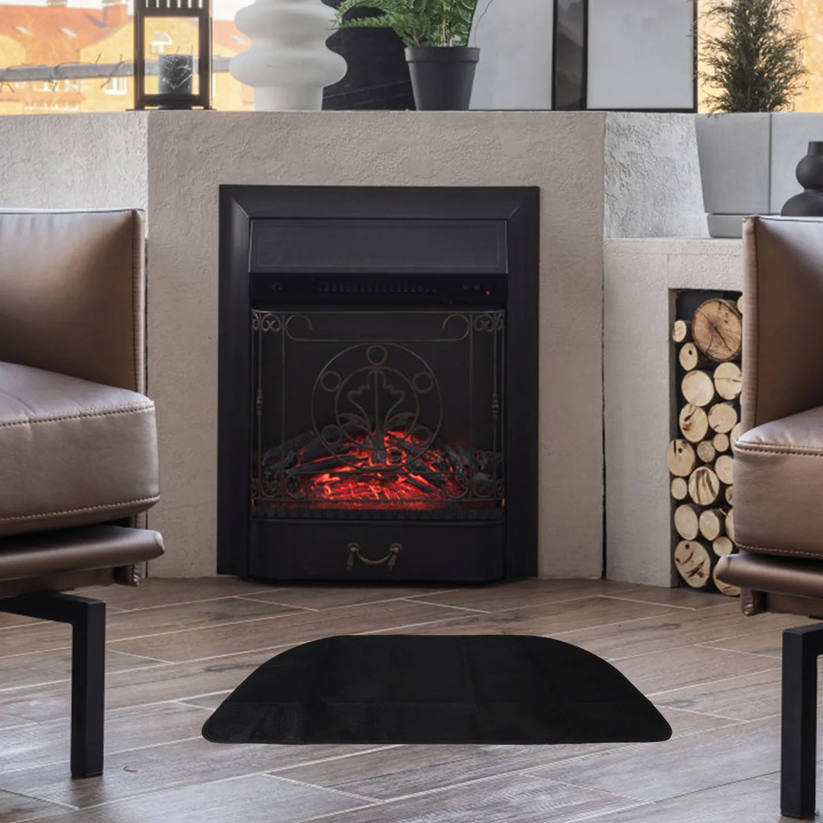 

Half Round Fireplace Mat Fireproof Floor Protector For Wood Stove Indoor Outdoor Camping Grill Heat Resistant Pad