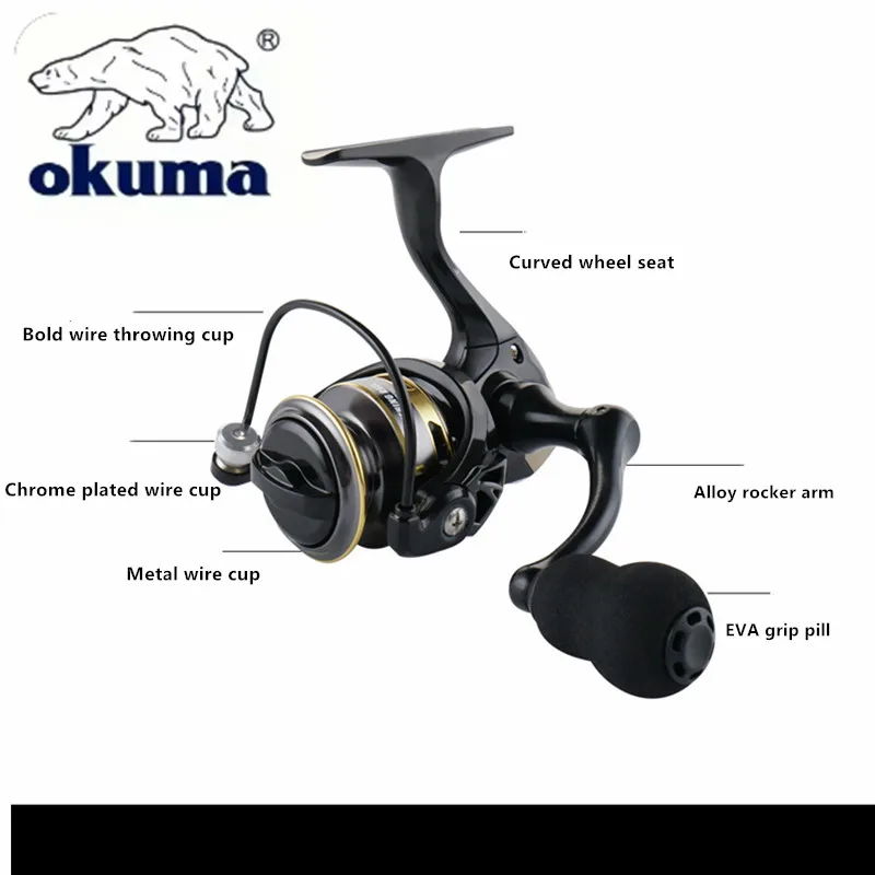 OkumaMini Reel 500/800 Series EVA Grip Ultra Lightweight Fishing Reel 12+1BB High Speed Gear Ratio 5.2:1 Metal Mini Spinning Ree