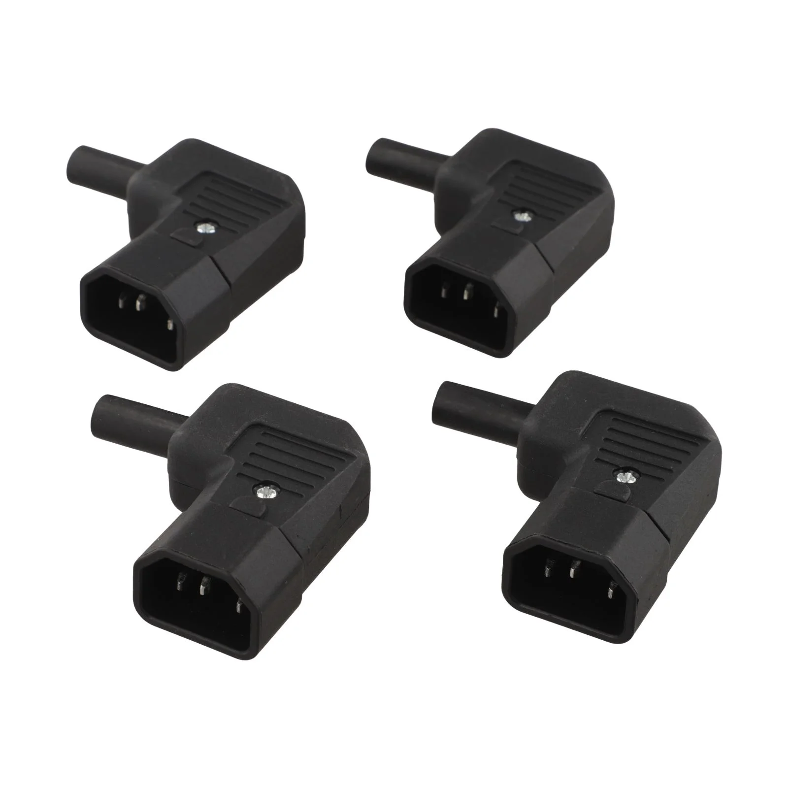 Pack of Four for iec 320 C14 to for c13 90 Degree For Power Connectors Rated 10 Amps 250 Volts for DIY and Industrial Equipment