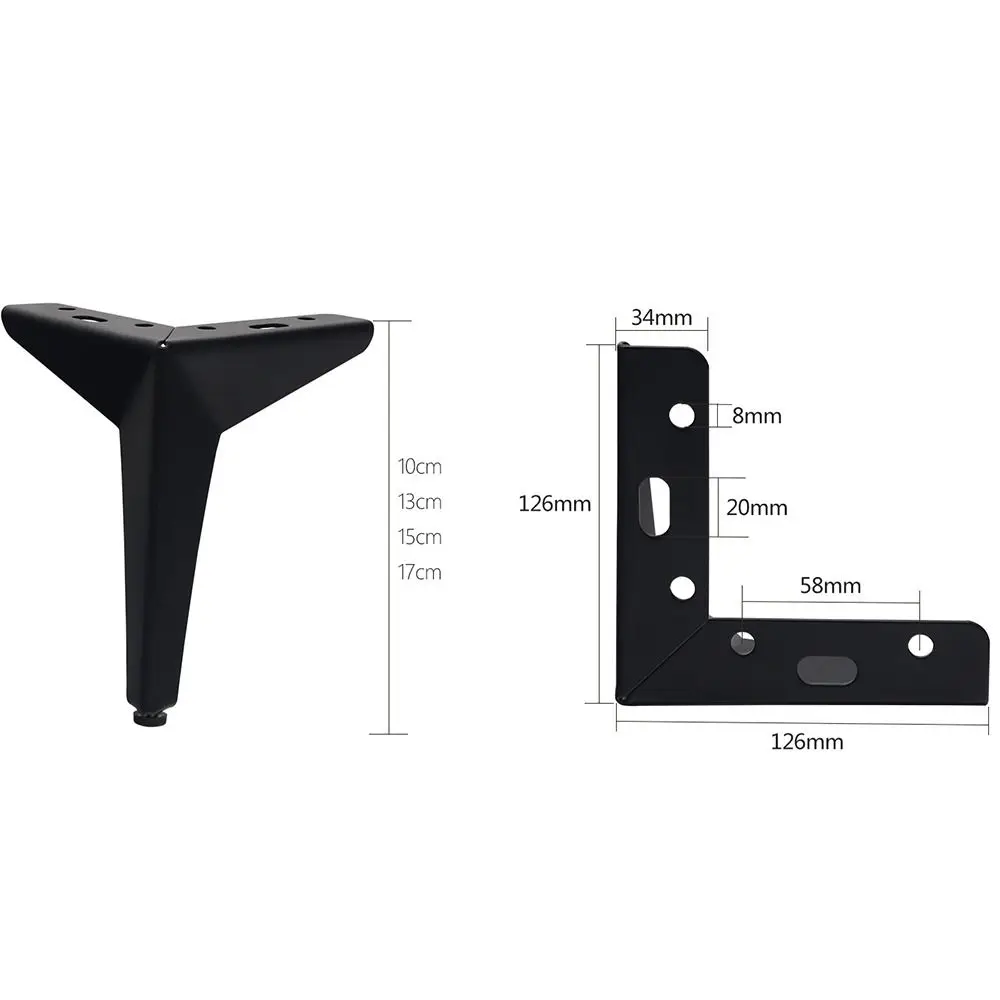 Pieds de meubles en métal triangulaires, remplacement de la table de chevet, boîte de rangement, jambe résistante à l'usure, pieds d'armoire anti-rayures