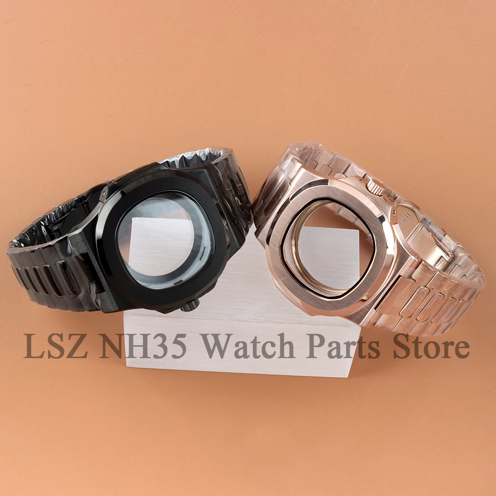 

Rose Gold/Black 40mm Watch Case For Modified Nautilus Seiko NH35 NH36 NH38 Movement 29.8mm Dial Waterproof Stainless Steel Case