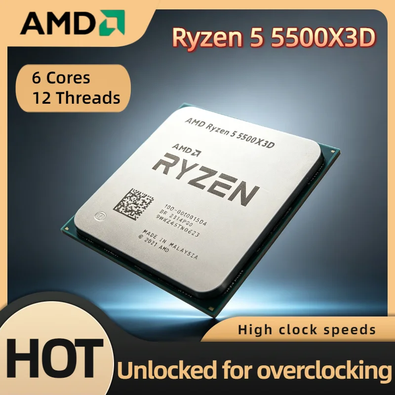 Procesador para Juegos AMD R5 5500X3D 6C 12T 3GHz AM4 7nm 105W L3 96M DDR4, Unidad de Alto Rendimiento Pro Max Ultra
