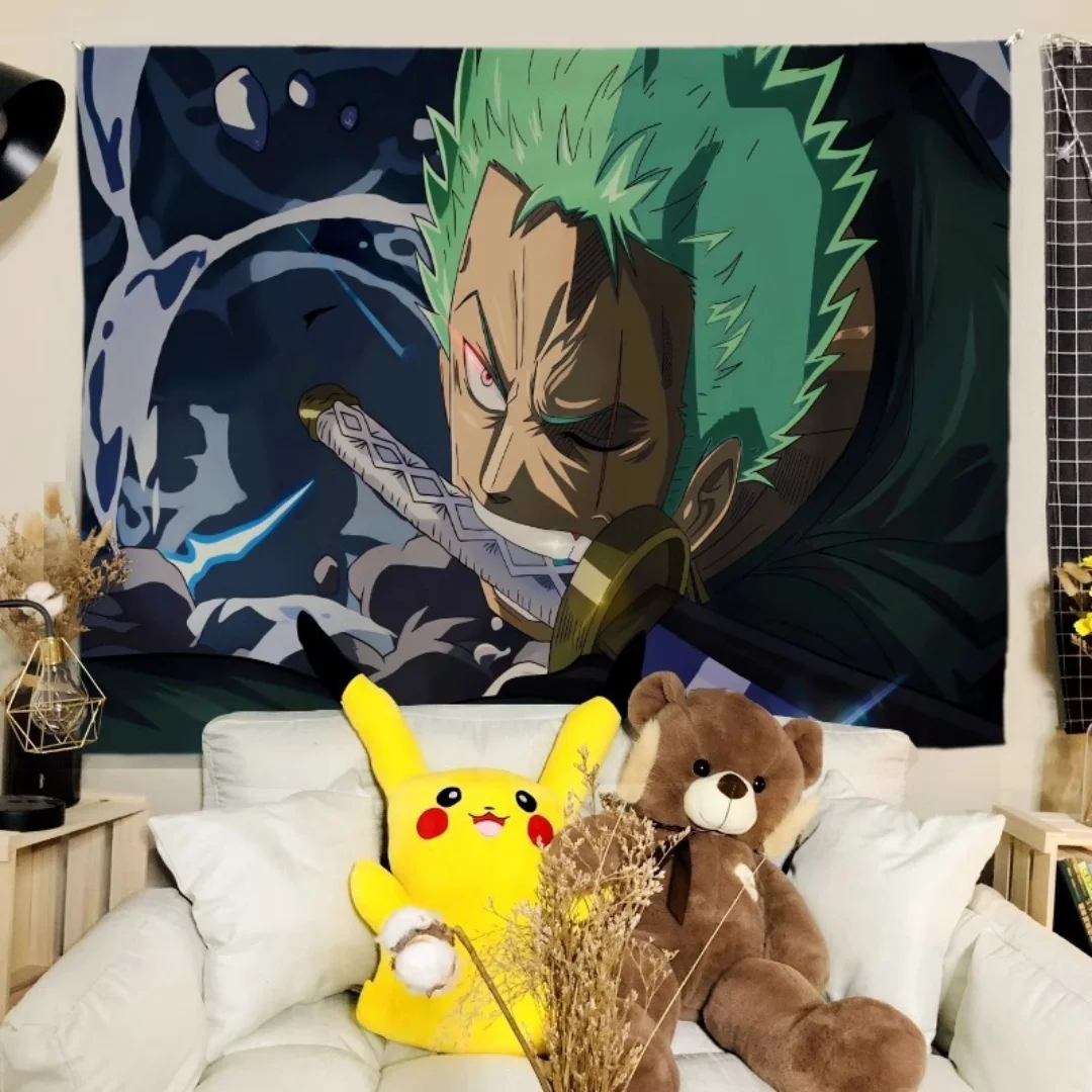 One Piece Anime Wohnheim-Deko Wandteppich Luffy Hintergrund Wandbehang Stoff Jungenzimmer Kopfteil Kunst