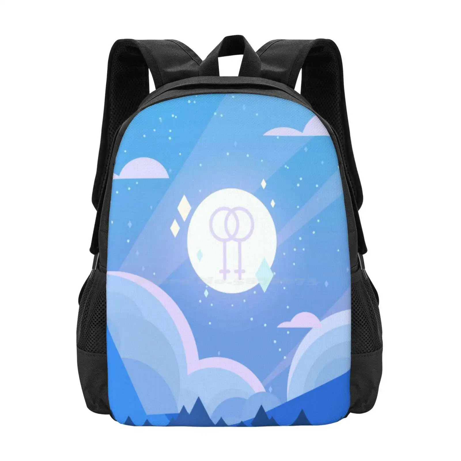 Sapphic Landscape: Midnight Hot Sale Schoolbag Backpack Fashion Bags Midnight Blue Sapphic Wlw Lesbian Bisexual Woman Women