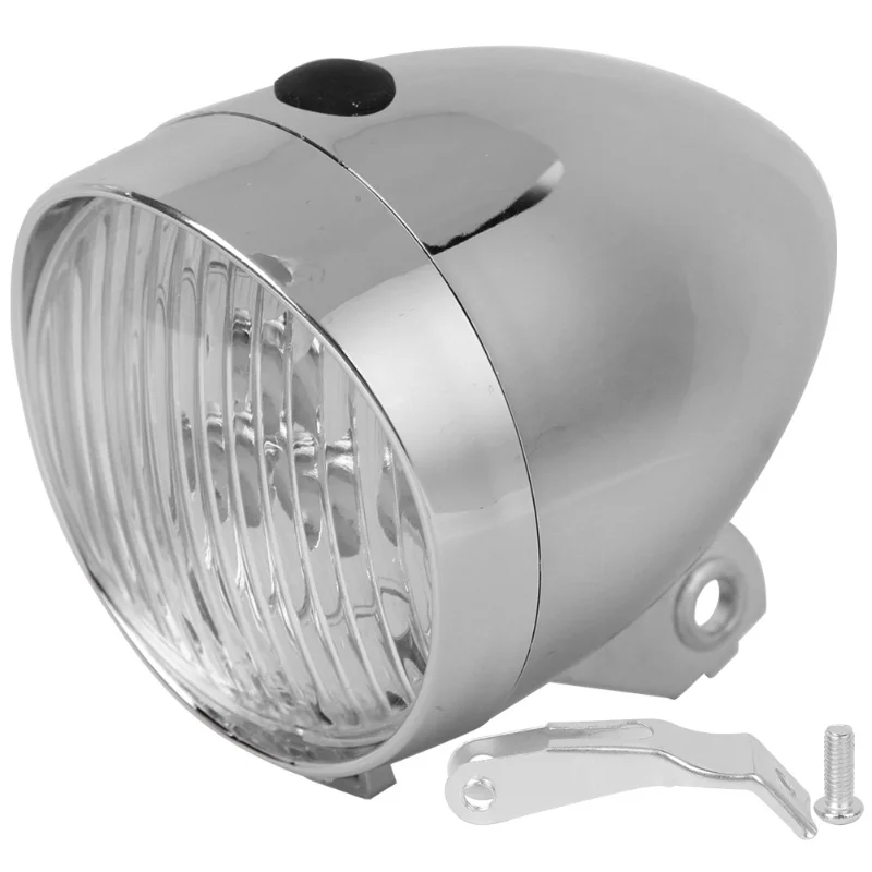 

3LED Vintage Bike Front Light Lamp Bicycle Headlight Cycling Accessory For Fixed Gear Silver